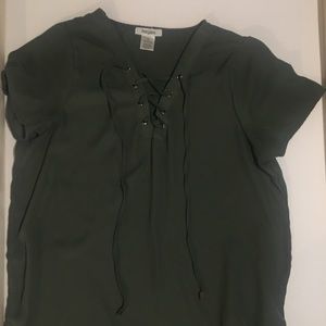 Green satin blouse